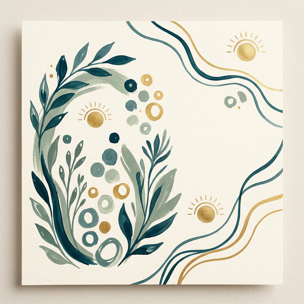 Abstract botanical artwork representing movement and learning